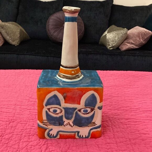 Desimone Colorful Ceramic “ Cat”Vase - Picture 1 of 12
